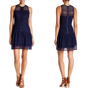 Parker Nerissa Embroidered Dress in Navy Blue
